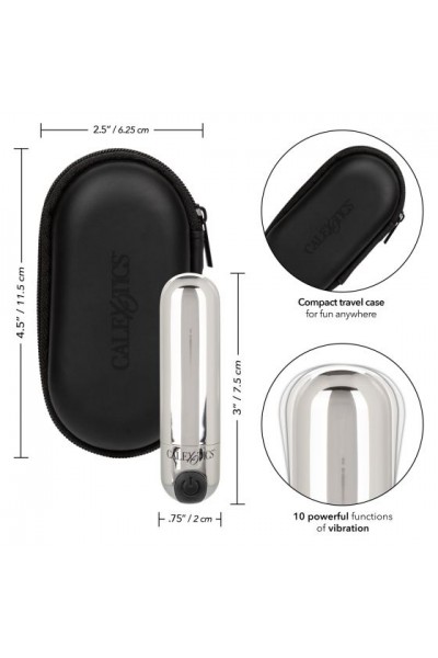 Серебристая перезаряжаемая вибропуля Rechargeable Hideaway Bullet - 7,5 см.