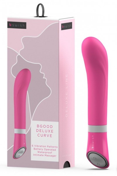 Розовый G-стимулятор с вибрацией Bgood Deluxe Curve - 19,3 см.