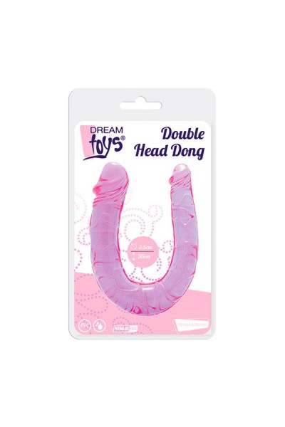 Фиолетовый двойной фаллоимитатор DOUBLE HEAD DONG - 30 см.