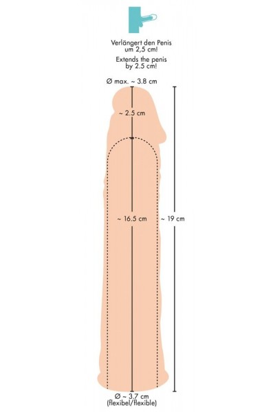 Телесная насадка-удлинитель Silicone Extension - 19 см.