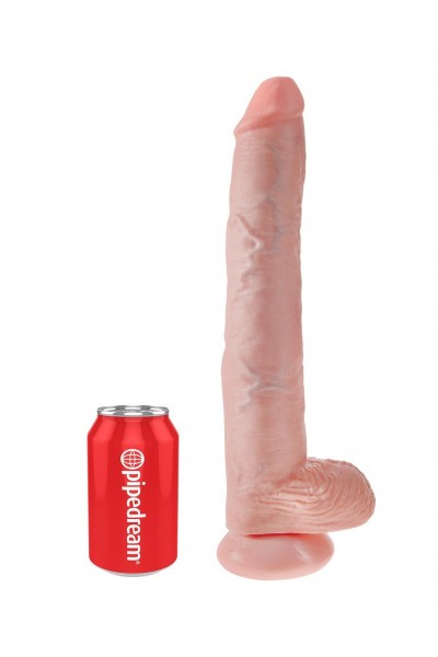 Телесный фаллоимитатор-гигант 14  Cock with Balls - 37,5 см.