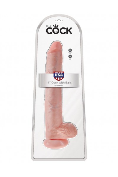 Телесный фаллоимитатор-гигант 14  Cock with Balls - 37,5 см.