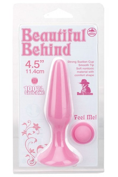 Розовая анальная пробка BEAUTIFUL BEHIND SILICONE BUTT PLUG - 11,4 см.